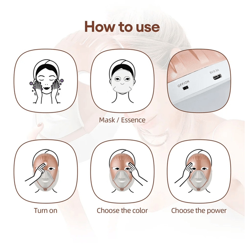 Wireless 7Color LED Face And Neck Therapy Mask For AntiAging Skin Rejuvenation 6