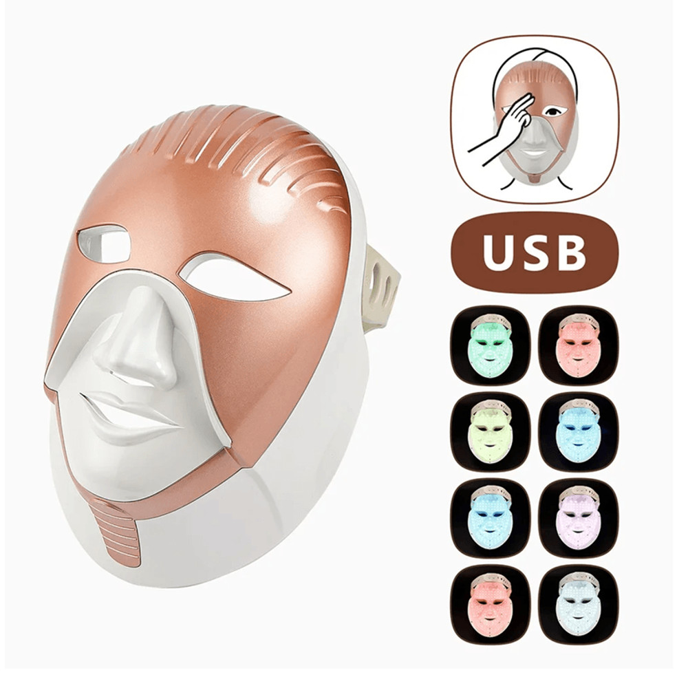 Wireless 7Color LED Face And Neck Therapy Mask For AntiAging Skin Rejuvenation 8