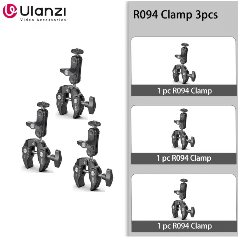 Ulanzi R094 Metal Super Clamp With Double Ball Head Arm For Camera Monitor And Mic Mount 5
