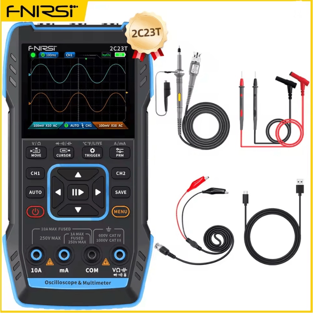 FNIRSI 2C23T Handheld Digital Oscilloscope Multimeter With Signal Generator Dual Channel 50MHz 2