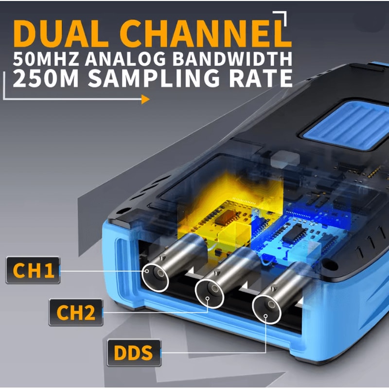 FNIRSI 2C23T Handheld Digital Oscilloscope Multimeter With Signal Generator Dual Channel 50MHz 1