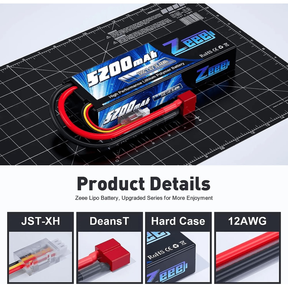 Zeee 2S 74V 100C LiPo Battery Pack With Deans Connector For RC Racing Vehicles 3