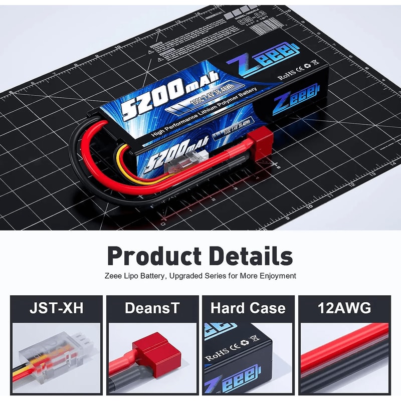 Zeee 2S 74V 100C LiPo Battery Pack With Deans Connector For RC Racing Vehicles 3