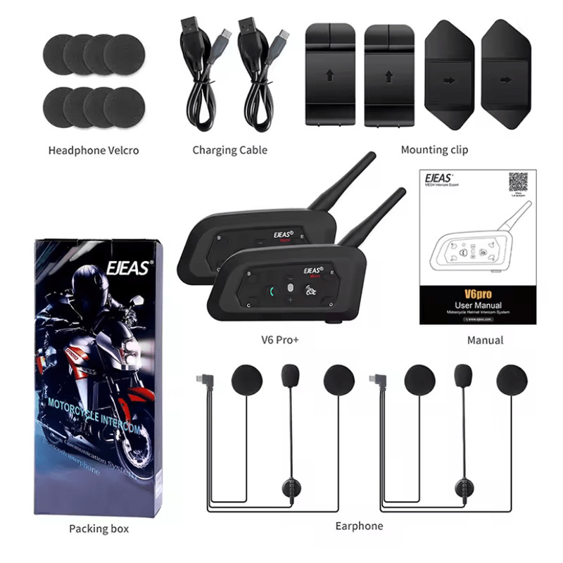 EJEAS V6 Pro Plus Motorcycle Bluetooth Intercom Headset 8
