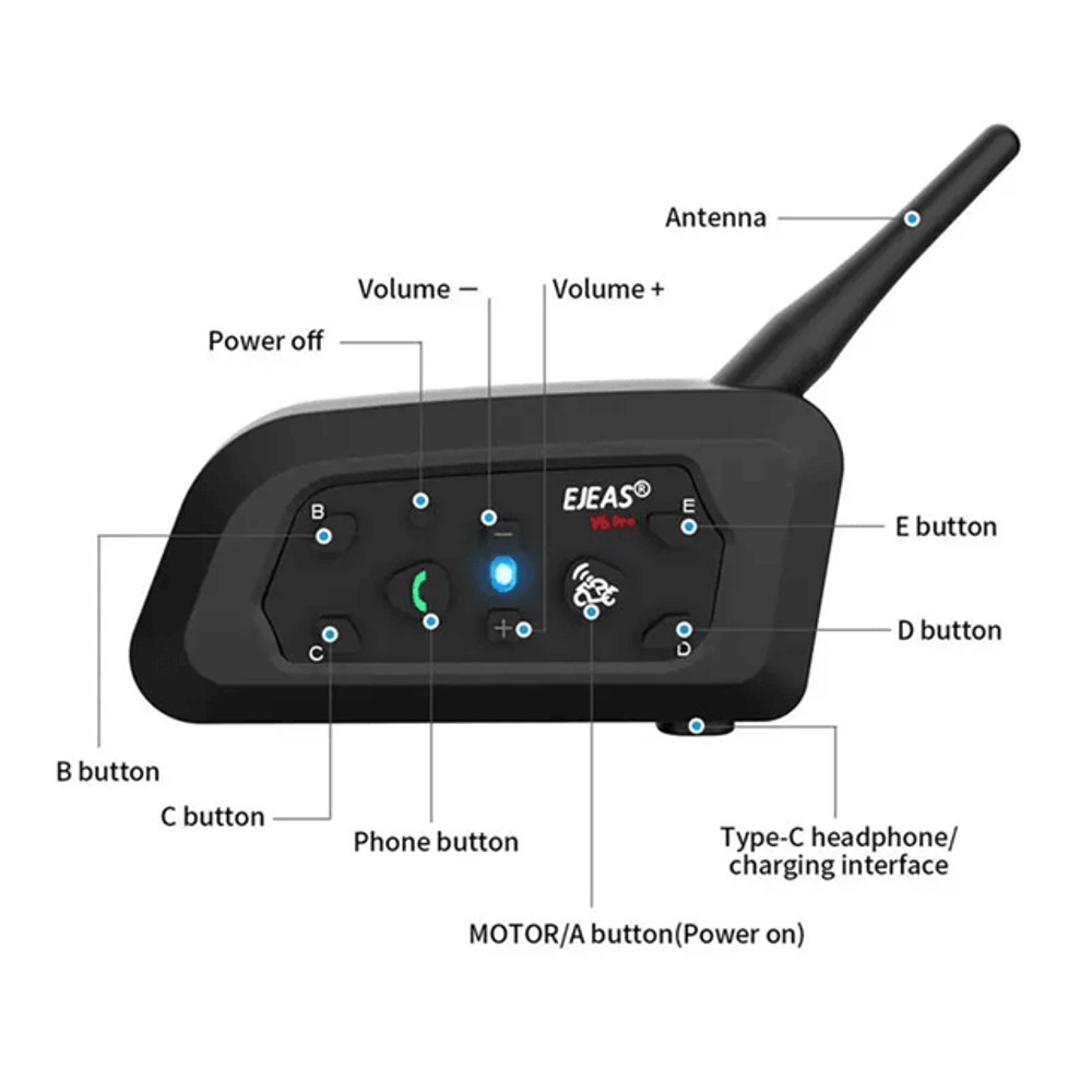 EJEAS V6 Pro Plus Motorcycle Bluetooth Intercom Headset 2