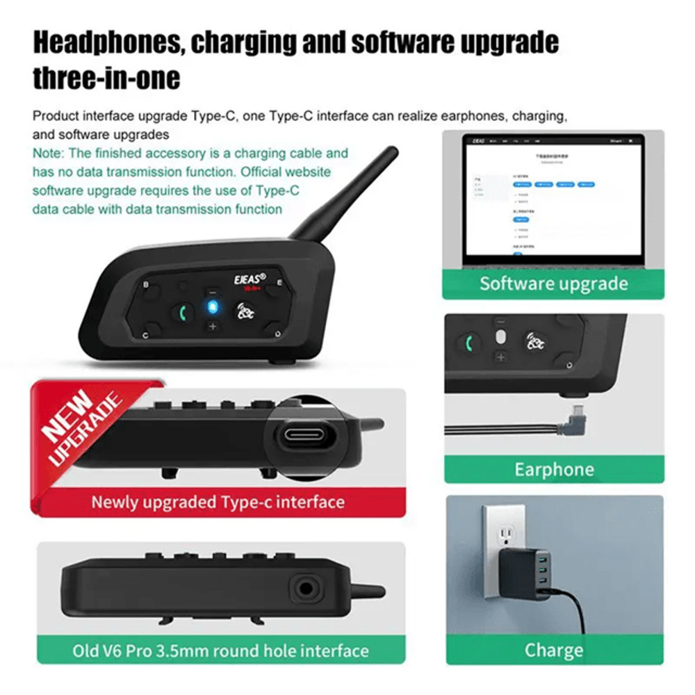 EJEAS V6 Pro Plus Motorcycle Bluetooth Intercom Headset 4