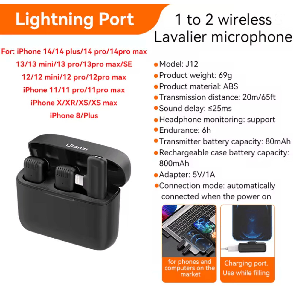 Ulanzi J12 Wireless Lavalier Microphone  PlugandPlay Audio For Creators 2
