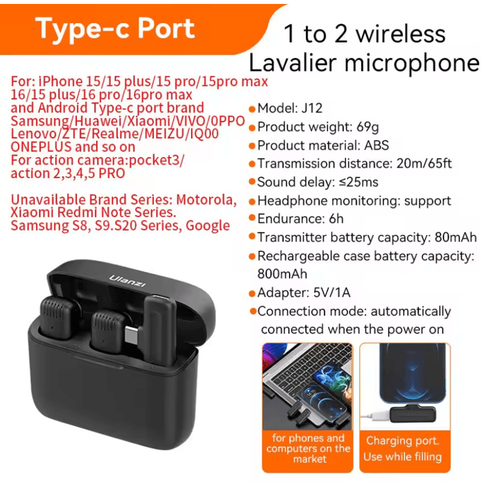 Ulanzi J12 Wireless Lavalier Microphone  PlugandPlay Audio For Creators 3