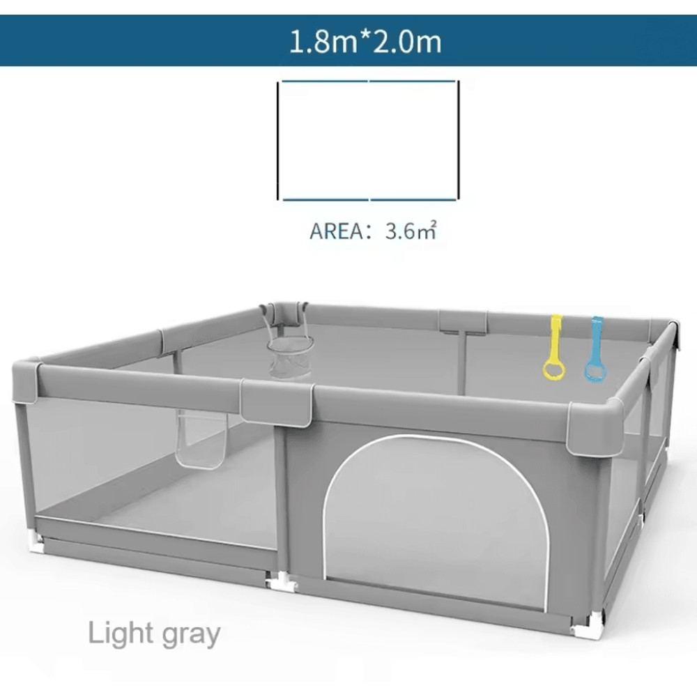 IMBABY Baby Playpen With Safety Fence And Pull Rings For Indoor And Outdoor Use 12