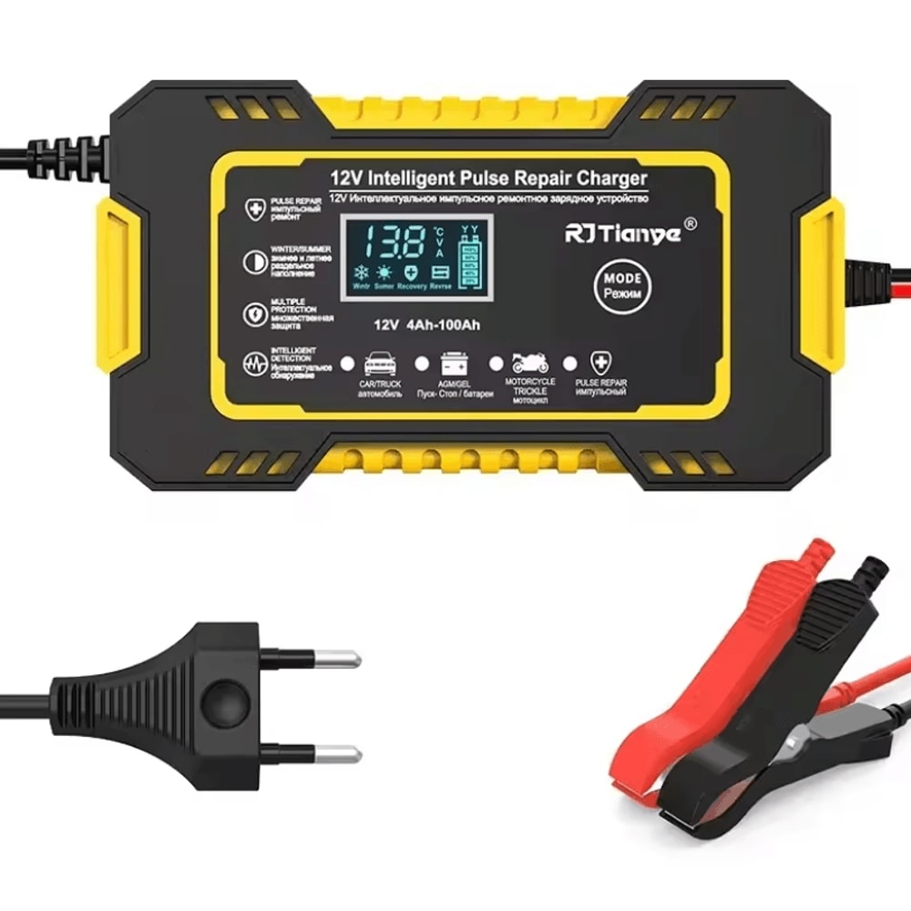 12V 6A Smart Car Battery Charger With LCD Display And Pulse Repair For Lead Acid Batteries 3
