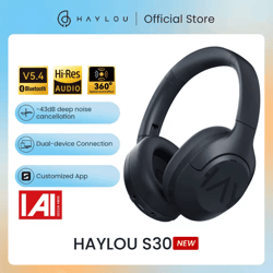 haylou s30 wireless noise cancelling headphones with bluetooth 5.4 and 80 hour battery life