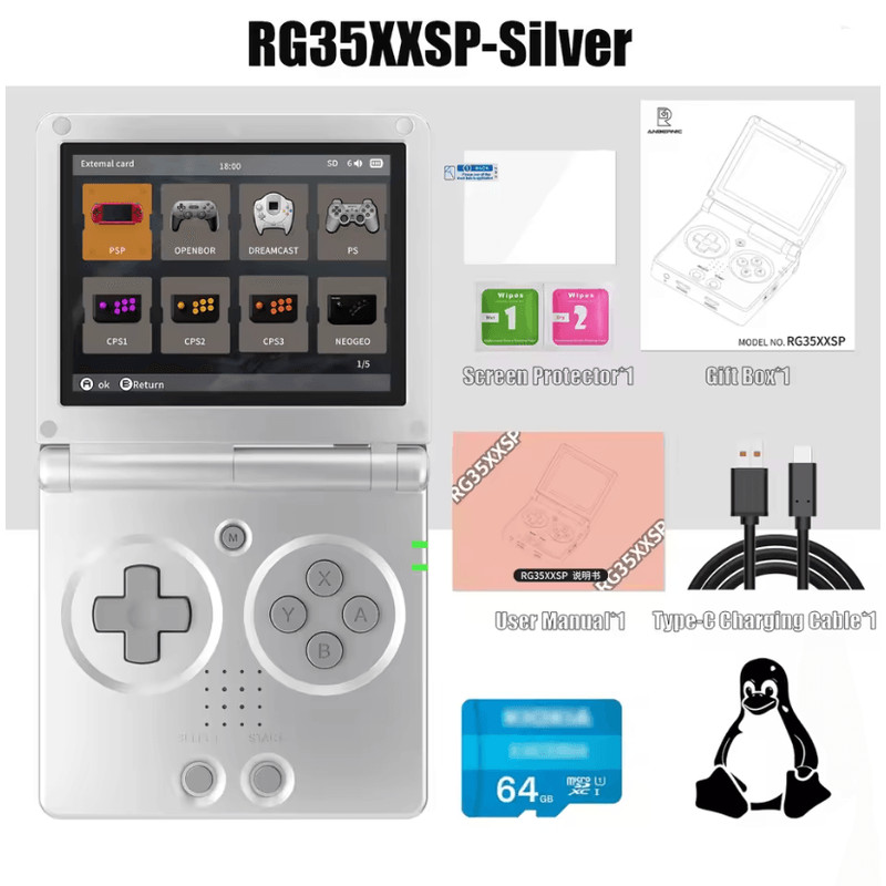 ANBERNIC RG35XXSP Retro Handheld Game Console With 35 Inch IPS Screen And 3300mAh Battery 1