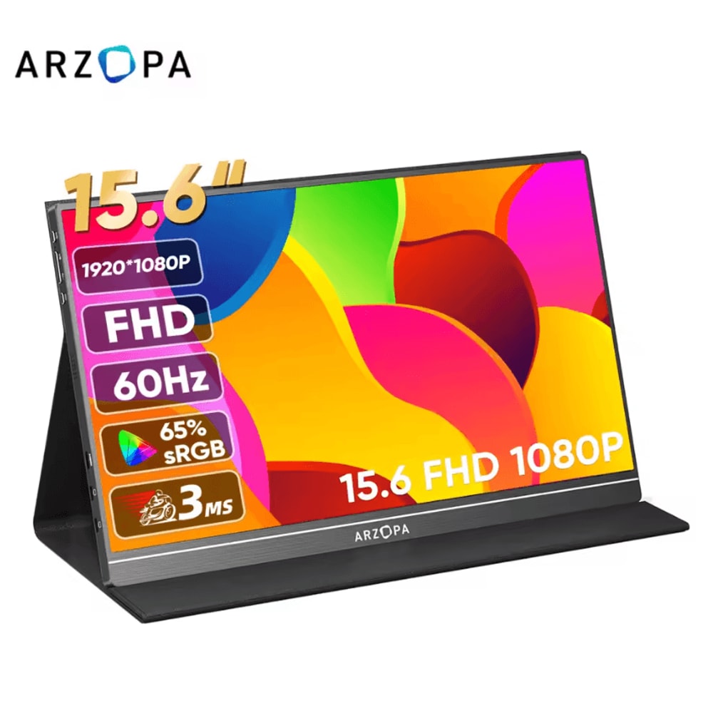 ARZOPA 156 Inch 1080P Portable Monitor With USB C And HDMI For Laptop Phone Xbox And Switch 0