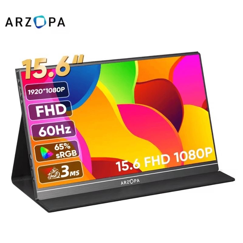 ARZOPA 156 Inch 1080P Portable Monitor With USB C And HDMI For Laptop Phone Xbox And Switch 0