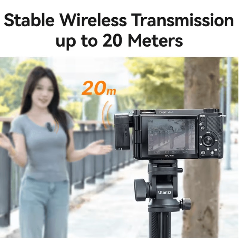 Ulanzi A100 Wireless Lavalier Microphone With Real Time Monitoring For IPhone And Camera Recording 3