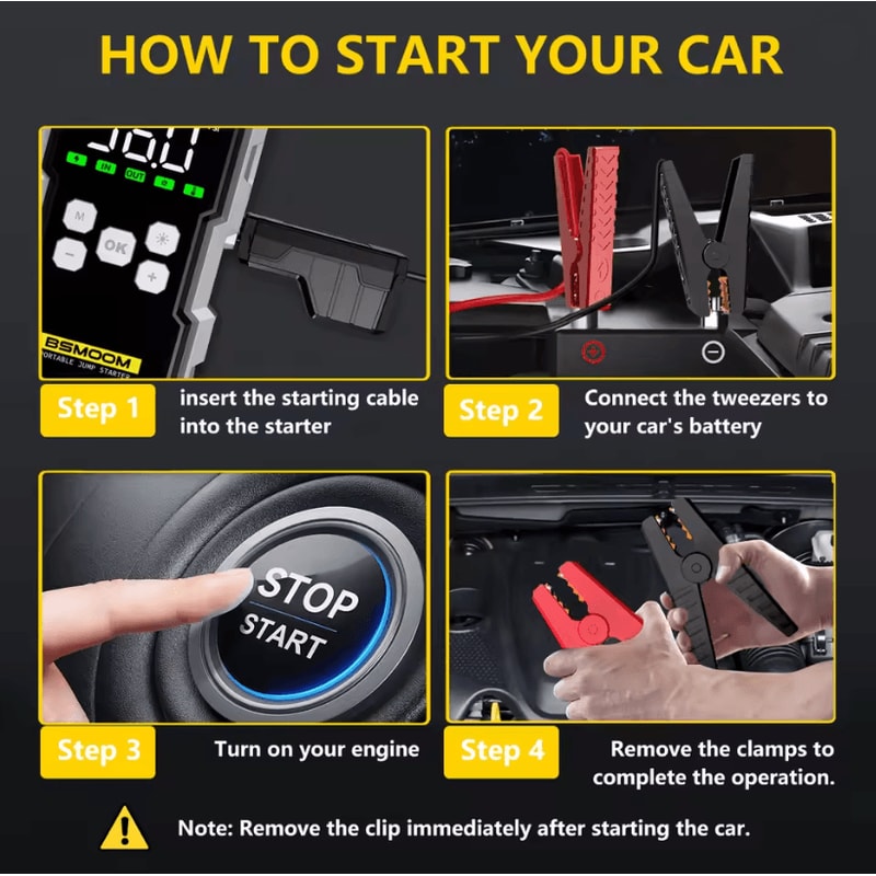 Portable Car Jump Starter With 150PSI Air Compressor And 7000A Peak Battery Booster Power Bank 3