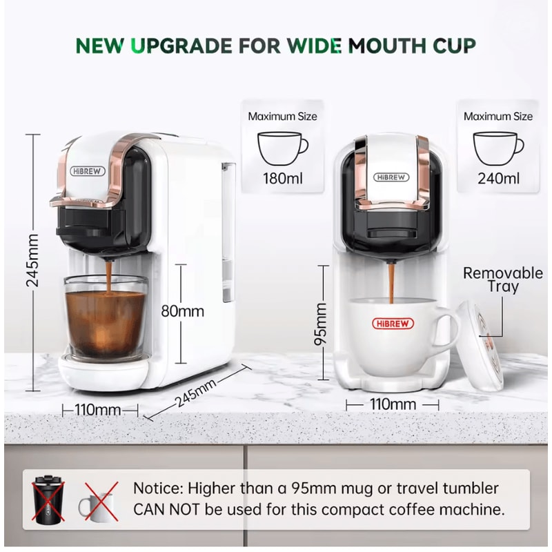 HiBREW 5 In 1 Capsule Coffee Machine With 20 Bar Pressure For Nespresso Dolce Gusto ESE Pods And Gr 2