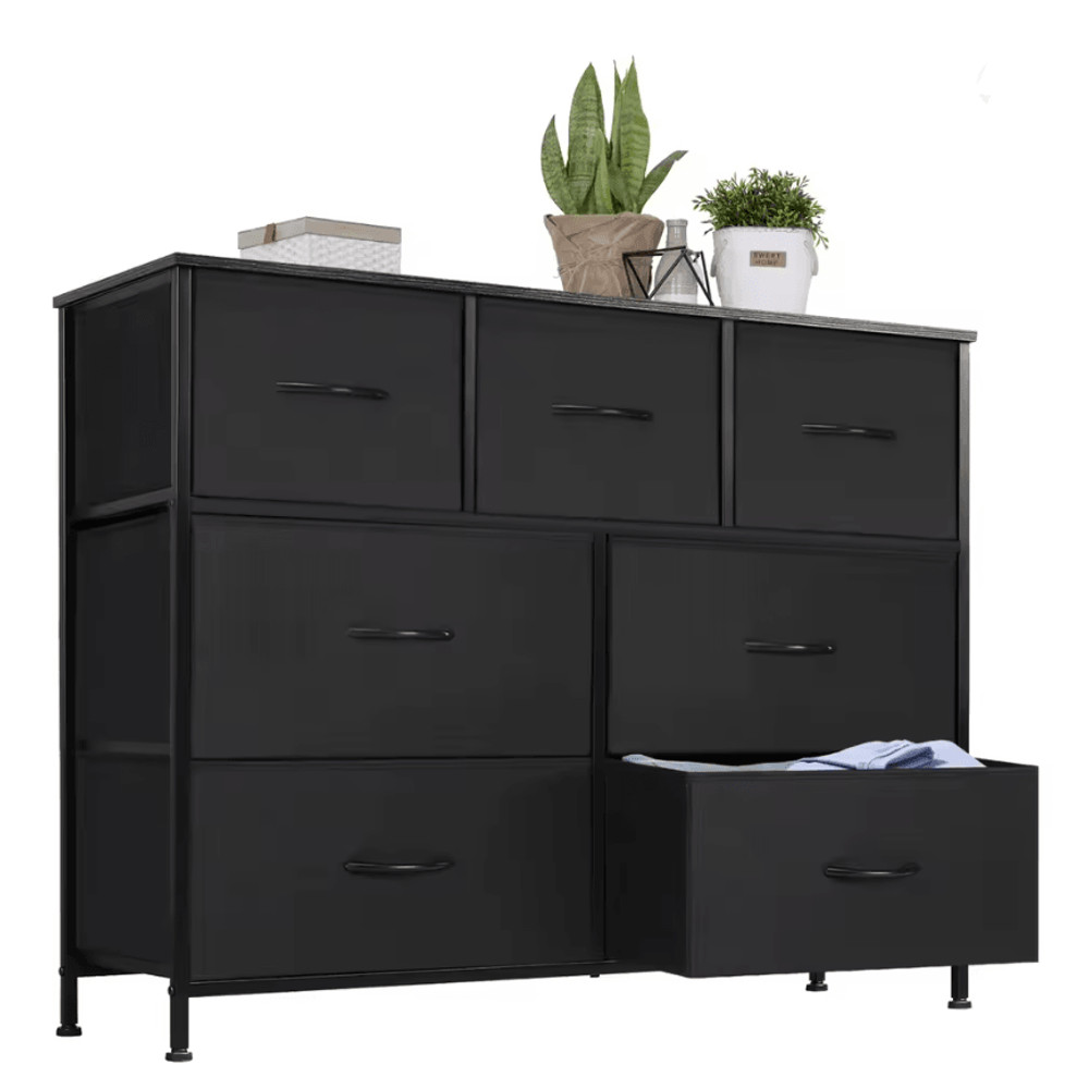 JHK 7 Drawer Fabric Dresser For Bedroom And Closet Organization With Metal Frame And Wooden Top 5