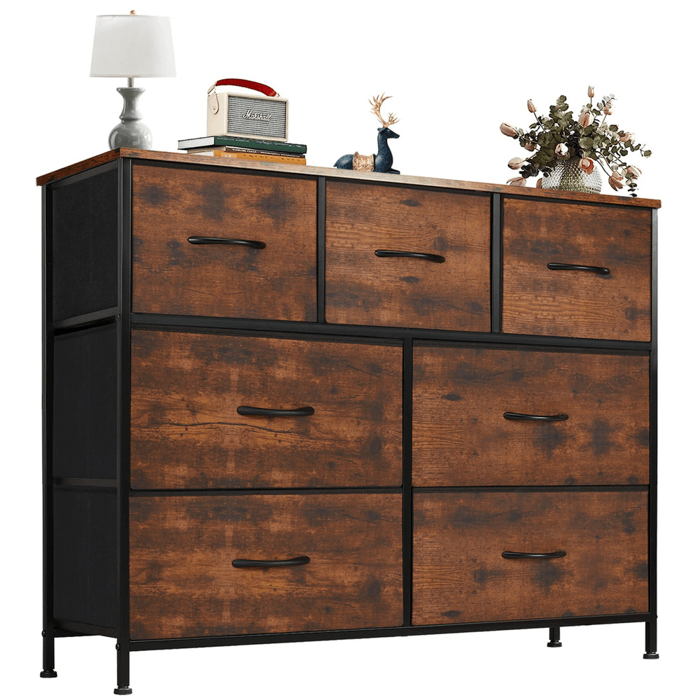 JHK 7 Drawer Fabric Dresser For Bedroom And Closet Organization With Metal Frame And Wooden Top 6