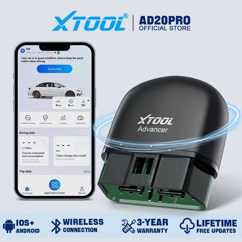 XTOOL Advancer AD20 Pro Bluetooth OBD2 Scanner  FullSystem Diagnostic Tool With Oil Reset  Battery  3