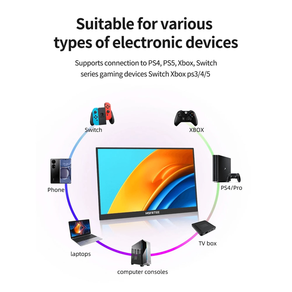 HGFRTEE 141 Inch Portable IPS Monitor With Stand For Laptop Gaming And Raspberry Pi 1