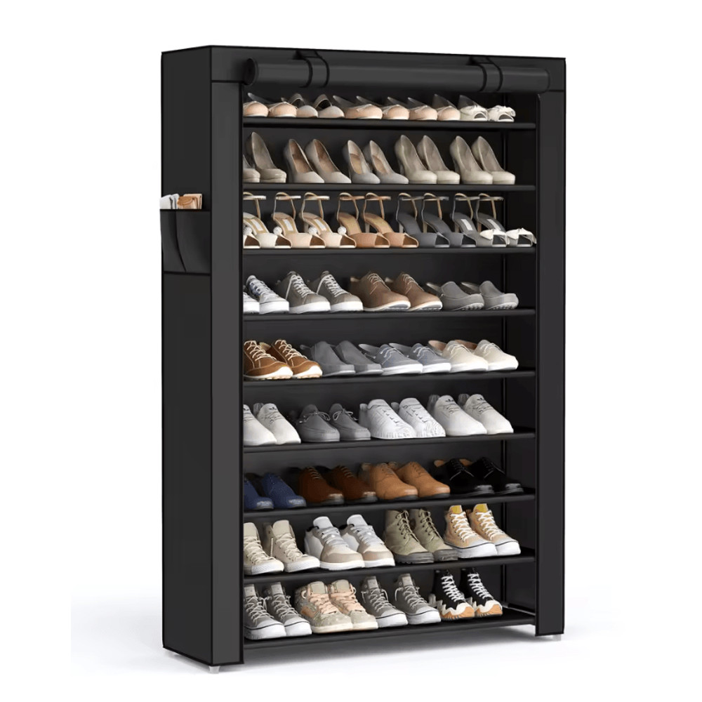 Songmics 9 Tier Shoe Rack With Dustproof Cover For Entryway Shoe Storage And Organization 5