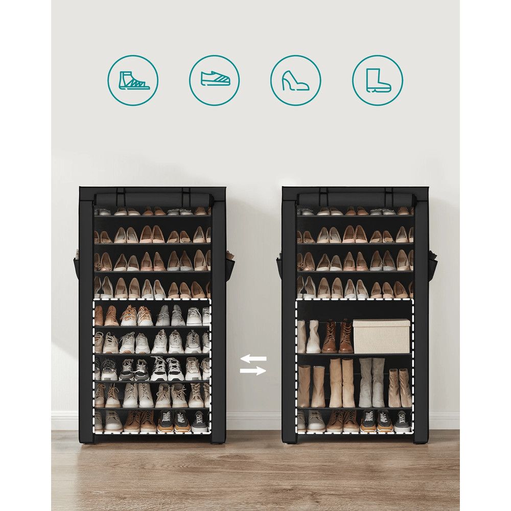 Songmics 9 Tier Shoe Rack With Dustproof Cover For Entryway Shoe Storage And Organization 1