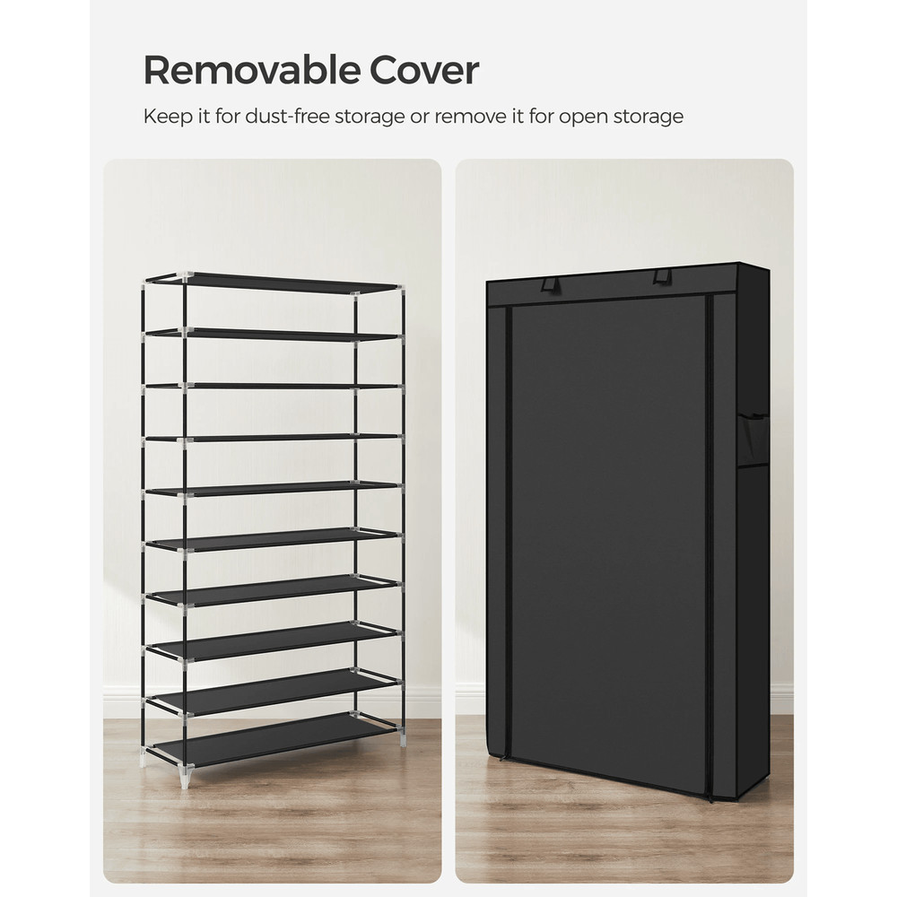 Songmics 9 Tier Shoe Rack With Dustproof Cover For Entryway Shoe Storage And Organization 4