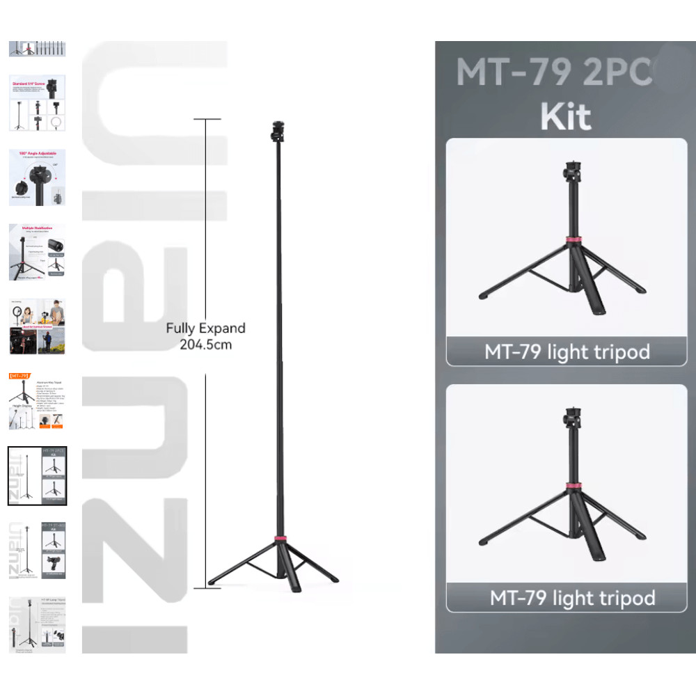 Ulanzi MT79 Lightweight Camera Tripod With 2M Extension For Fill Light And Action Camera Mounting 2