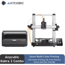 anycubic kobra 3 combo multi color fdm 3d printer with high speed and large build volume