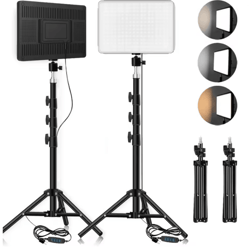 led video conference light with adjustable tripod for zoom calls live streaming and photography