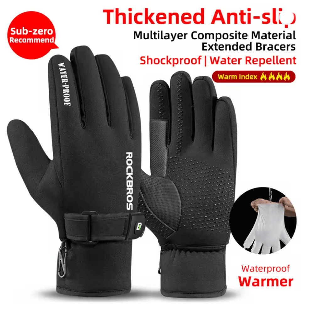 ROCKBROS Waterproof Thermal Winter Gloves For Motorcycle Cycling And Snow Sports 1
