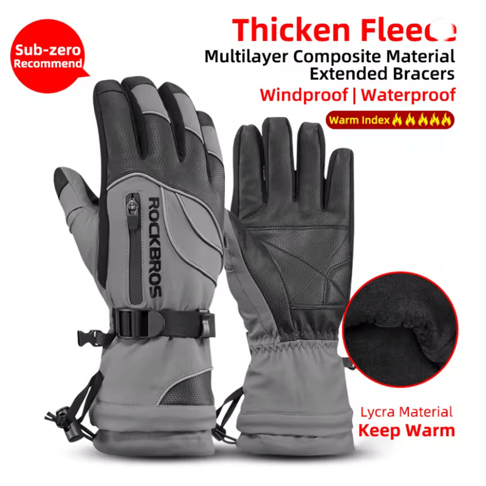 ROCKBROS Waterproof Thermal Winter Gloves For Motorcycle Cycling And Snow Sports 2