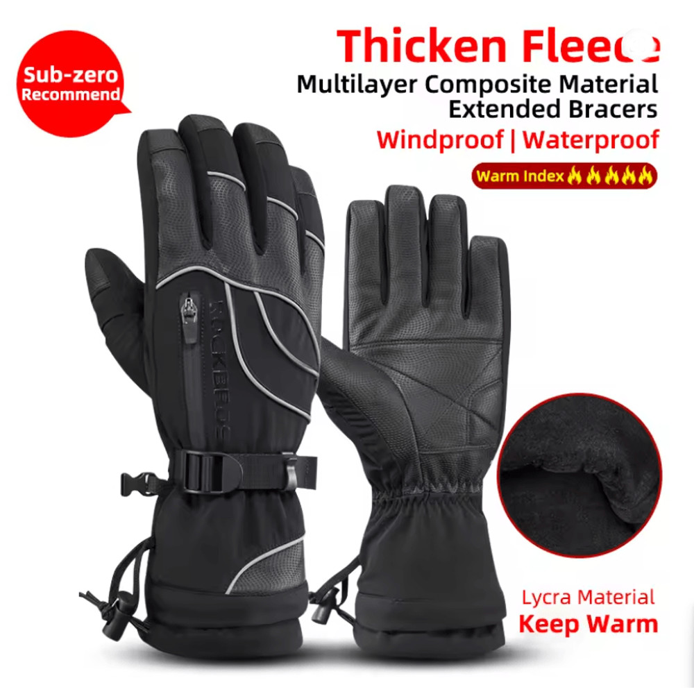 ROCKBROS Waterproof Thermal Winter Gloves For Motorcycle Cycling And Snow Sports 3
