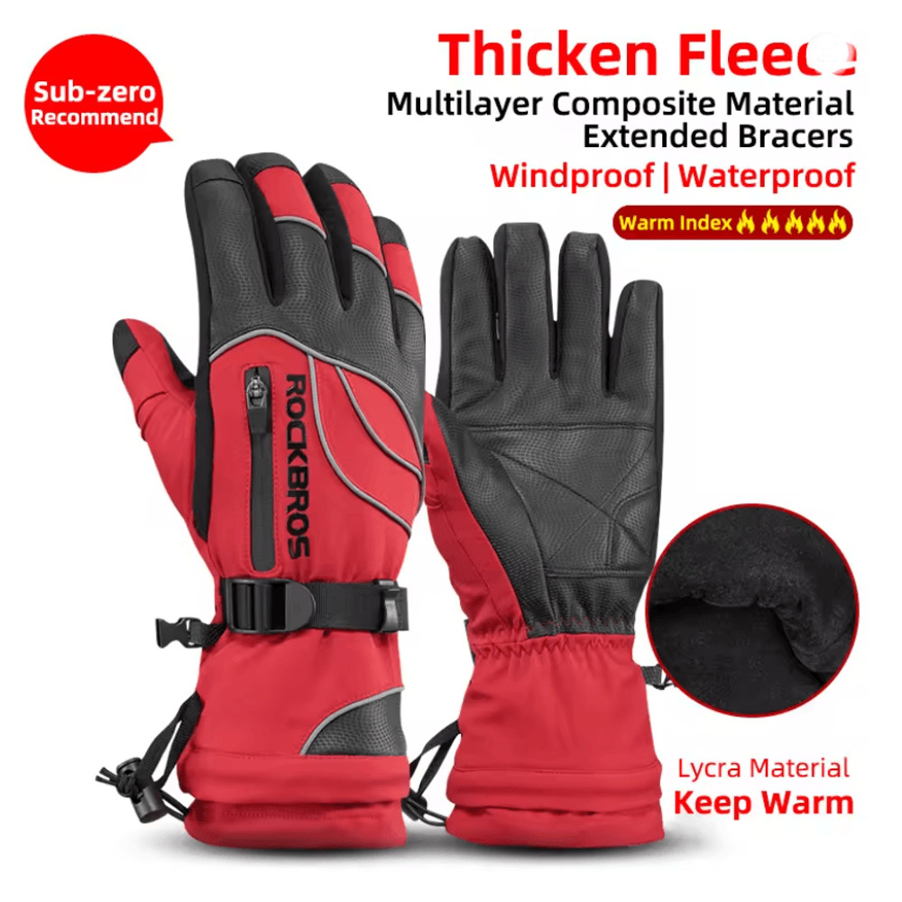 ROCKBROS Waterproof Thermal Winter Gloves For Motorcycle Cycling And Snow Sports 4