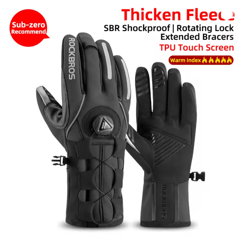 ROCKBROS Waterproof Thermal Winter Gloves For Motorcycle Cycling And Snow Sports 7