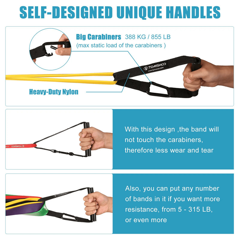 5 Pack Resistance Bands Set With Door Anchor And Handles For Home And Gym Workouts 0