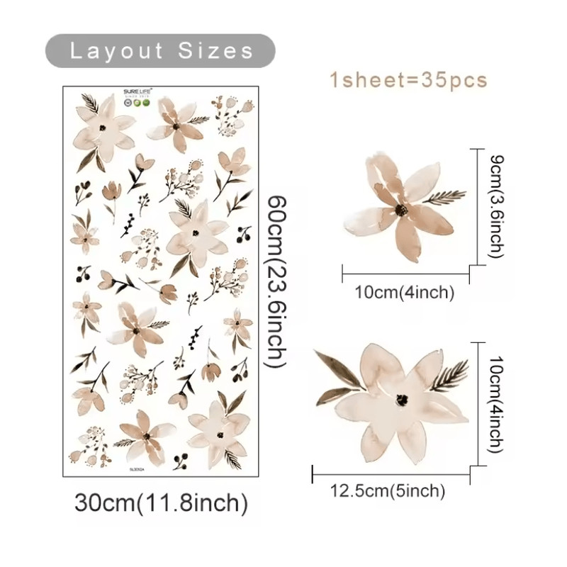 Boho Watercolor Flower Wall Decals Removable EcoFriendly Floral Stickers For Bedroom And Living Ro 3