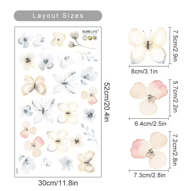Boho Watercolor Flower Wall Decals Removable EcoFriendly Floral Stickers For Bedroom And Living Ro 5