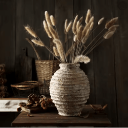 rustic clay pottery vase vintage handmade home decor