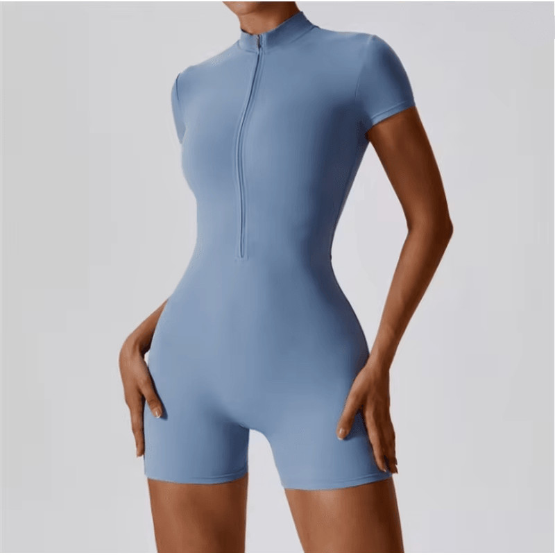 Seamless One Piece Yoga Jumpsuit With Zipper And Stand Collar 3