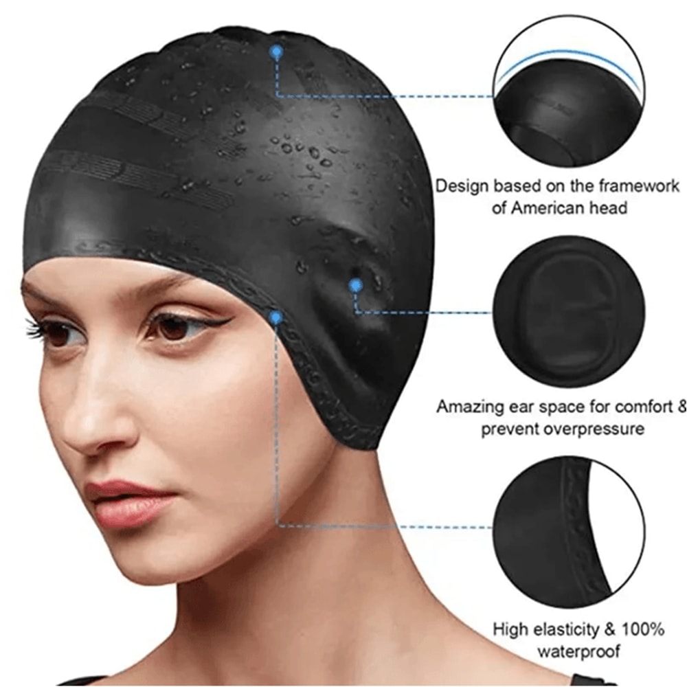 Waterproof Silicone Swimming Cap With Ear Protection For Adults 4