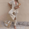Womens 3 Piece Mesh Beach Outfit Set Knitted Cover Up Cardigan And High Waist Pants 3