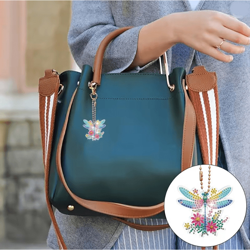 DIY Diamond Art Keychain Set 8 Piece Butterfly And Bird Kit For Adults And Craft Lovers 0