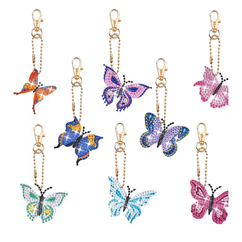 DIY Diamond Art Keychain Set 8 Piece Butterfly And Bird Kit For Adults And Craft Lovers 2