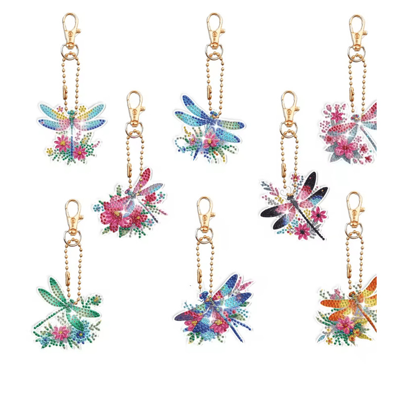 DIY Diamond Art Keychain Set 8 Piece Butterfly And Bird Kit For Adults And Craft Lovers 4