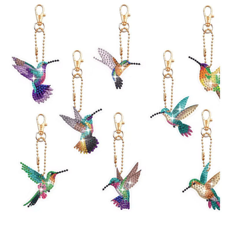 DIY Diamond Art Keychain Set 8 Piece Butterfly And Bird Kit For Adults And Craft Lovers 5