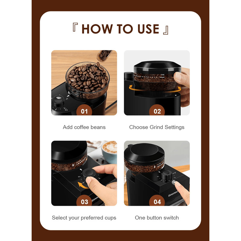 Electric Burr Coffee Grinder With 28 Settings For Espresso French Press And Drip Brewing 3
