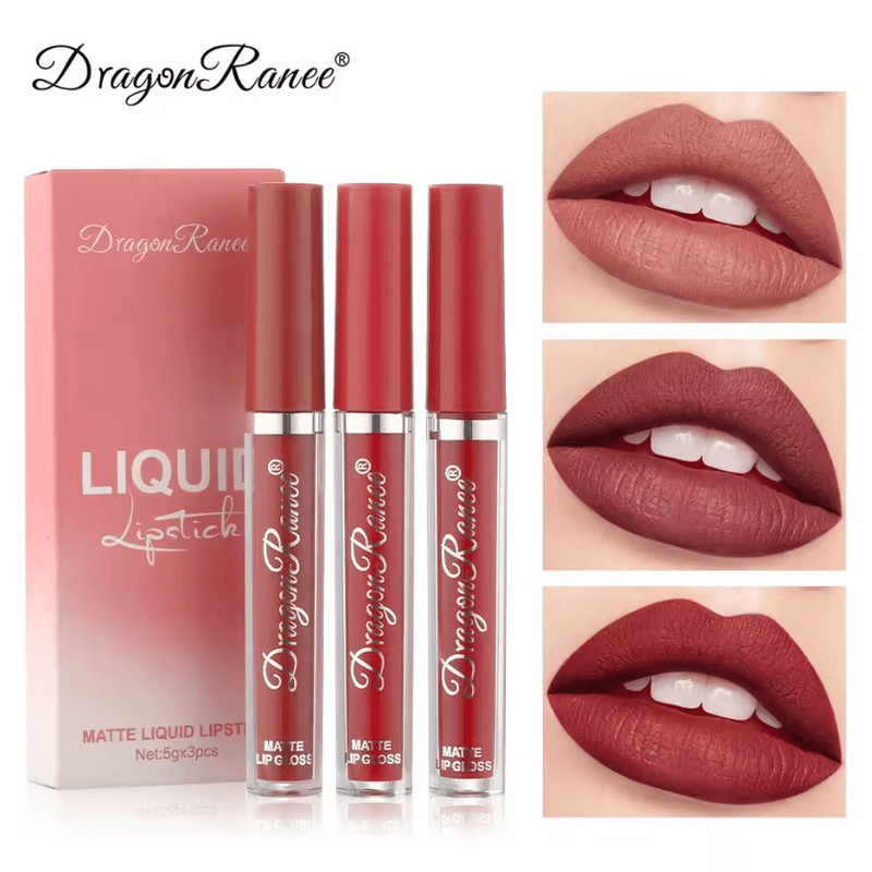 Matte Liquid Lipstick Set 3 Piece Long Lasting Waterproof Korean Beauty Makeup 1