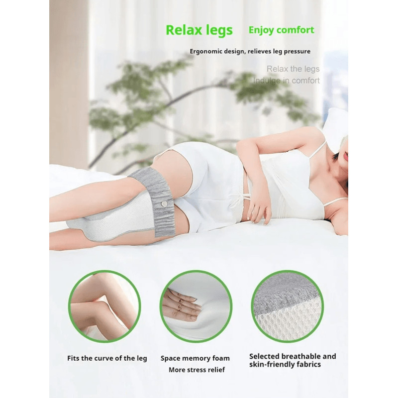 Orthopedic Memory Foam Leg Pillow For Side Sleepers With Adjustable Strap For Knee And Hip Alignmen 1